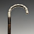 Around 1910 British antique thin cane pure silver bent handle 86cm